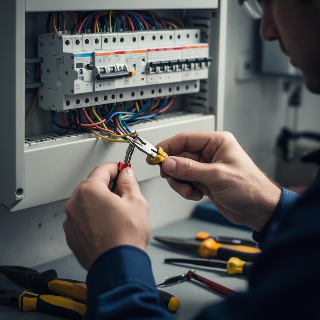 Zelfstandige onderaannemer elektricien werkt samen met Smart Living team